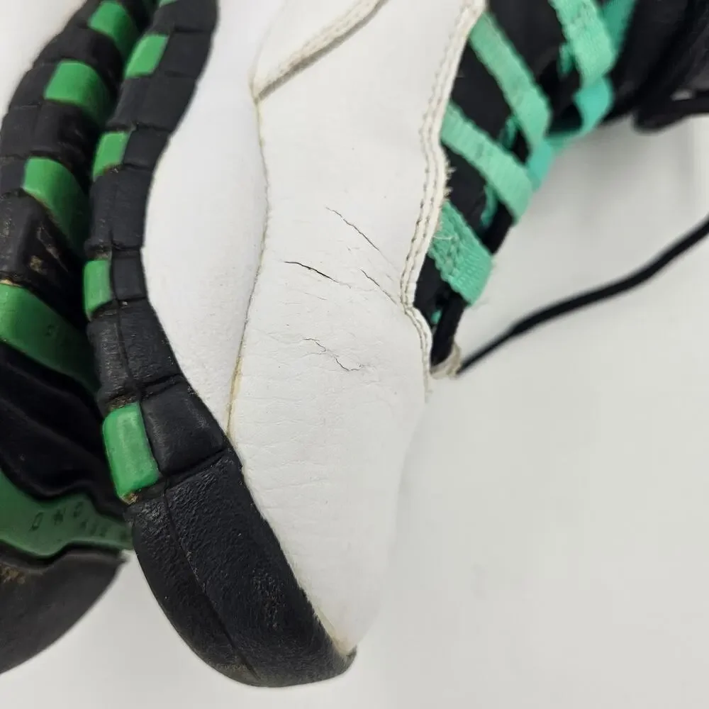 Nike Air Jordan 10 Retro Verde White Green Sneakers‎ Youth 6Y Fair Condition